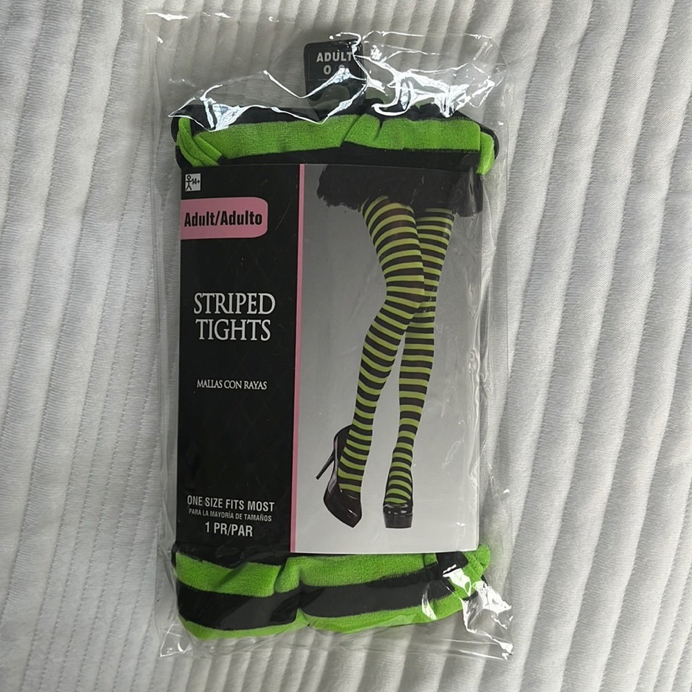 Green and Black striped tights-Halloween